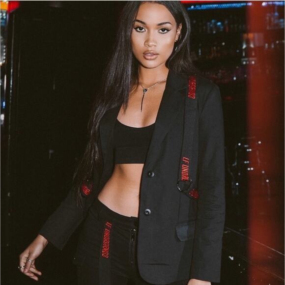 LF The Brand Undrgrnd3 Harness Blazer Black Red Utilitarian Streetwear Size 10 - Picture 3 of 14